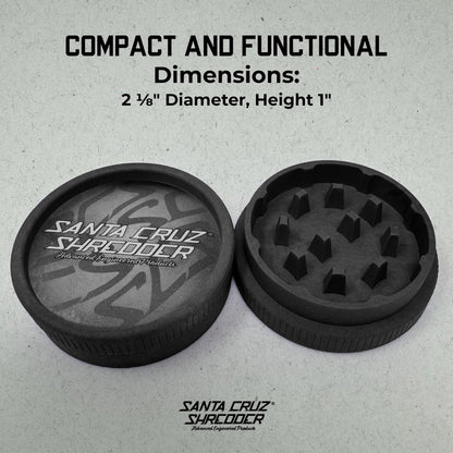 Santa Cruz Shredder Grinder for Herbs Knurled Top for Stronger Grip 2-Piece Medium 2.2 (Black)