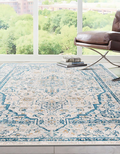 Unique Loom Lola Collection Area Rug - Traditional (10' x 12' 4" Rectangle, Light Gray/Ivory)