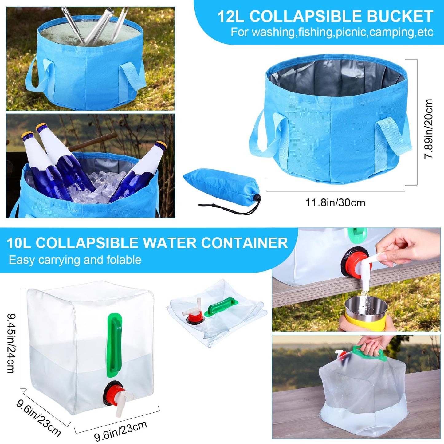 Gejoy 42 Pcs Camping Cookware Mess Kit, Non Stick Lightweight Pots Pan Kettle, Collapsible Water Container and Bucket, Stainless Steel Cups Plates Forks Knives Spoons for Outdoor Backpacking Picnic