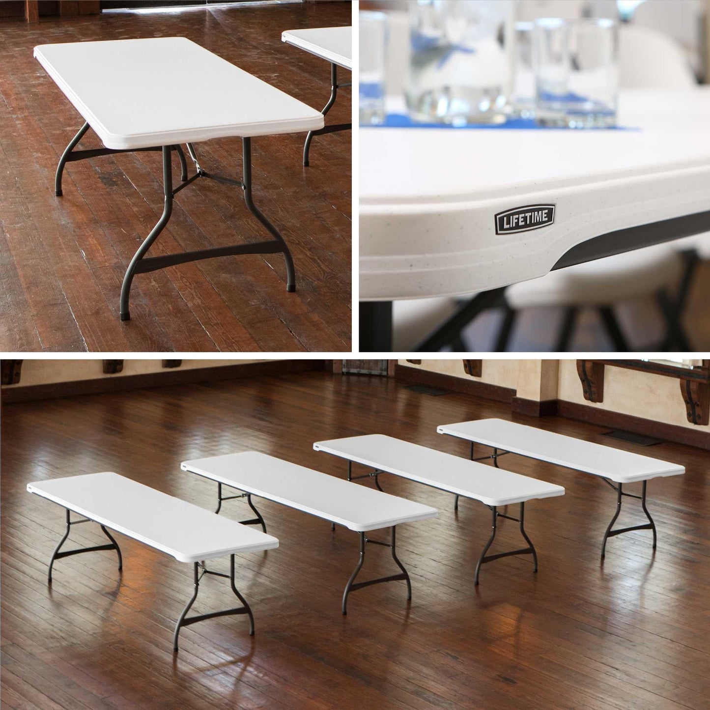 LIFETIME 8-Foot Folding Tables, 4-Pack, White Granite