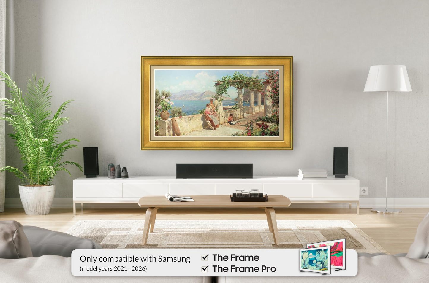 Antique Gold 55" Premiere Deco TV Frame - Compatible ONLY with Samsung The Frame TVs (Fits 2021-2026, LS03A, LS03B, LS03C, LS03D, LS03FA)