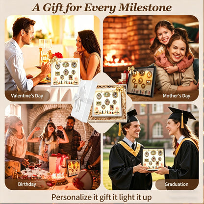 New DIY Mini Gold Grames Silhouette Box, Upgrade Shadow Box Frame Kit with Gold Miniature Museum & Figurines, Celebrate Your Unique Memories in Style, for Anniversary, Wedding, Birthday & Home Decor