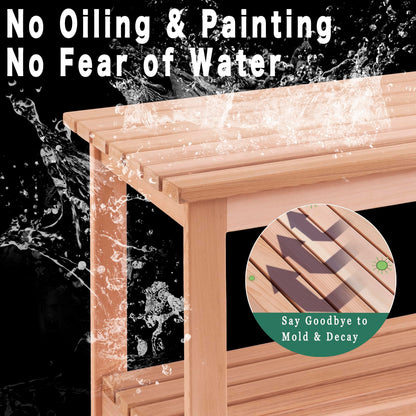 bingaai Western Red Cedar Sauna & Shower Bench 31.5" Fully Assembled – Strong, Durable, Soft-Touch, Insulating Cedar Wood Bench for Bathroom, Sauna, Indoor & Outdoor Use