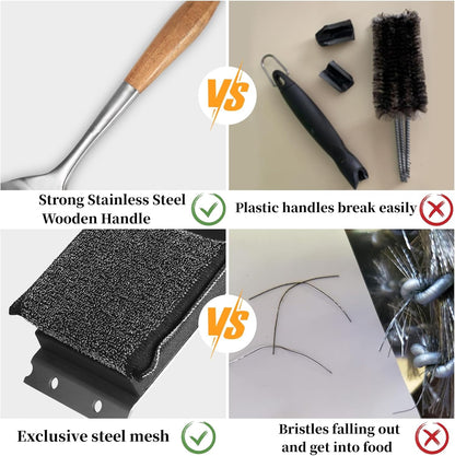 XUDKAKAIXIN Grill Brush - Bristle-Free Design with Replacement Head | Safe & Efficient for Cast Iron & Stainless Steel Grates