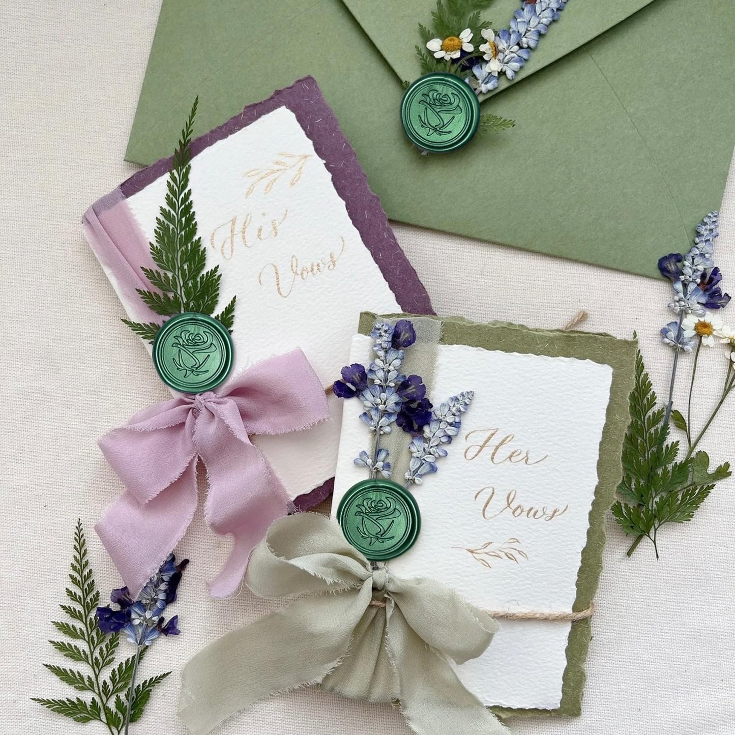 Wax Seal Stickers Rose Wedding Invitation Envelope Seals Stickers 50Pcs Self Adhesive Wax Seal Decals for Party Greeting Card Gift Wrapping Christmas, Pine Green
