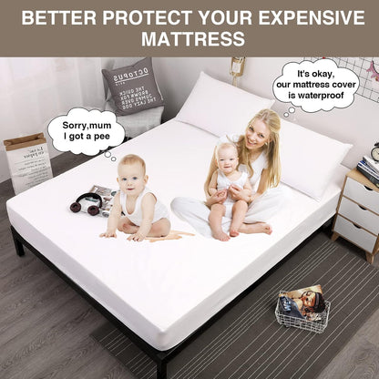 18" Mecerock Mattress Protector, Breathable and Soft Waterproof Mattress Protector, Mattress Cover, Fitted to Deep