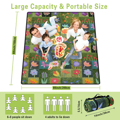 Supfitness Extra Large Picnic Blankets Waterproof Foldable (60 "x 80") Beach Blanket Waterproof Sandproof,3-Layer Thicking Mat Outdoor Packable Camping Blanket