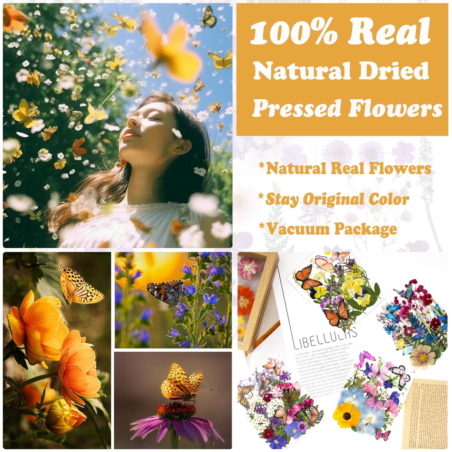 LUCISKY 99Pcs Pressed Dried Flowers and Butterfly for Resin Molds, Assorted Real Natural Flowers Leaves Stickers for DIY Art Nail Crafts, Jewelry, Candle, Soap Crafts Making