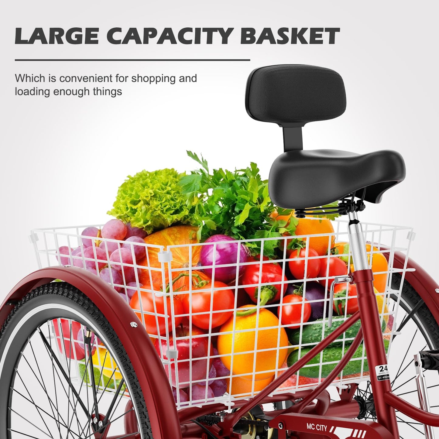 ABORON Adults Tricycle, 3 Wheels Bike for Adult, Tricycle for Adults, Double-Wall Wheel Rims, Tricycle for Women Men Exercise Outdoor Sports