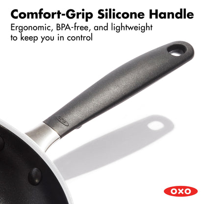 OXO 3-Piece Nonstick Frying Pan Set (8", 10", 12"), PFAS-Free Ceramic Skillets, Dishwasher & Oven Safe, Stay-Cool Silicone Handle