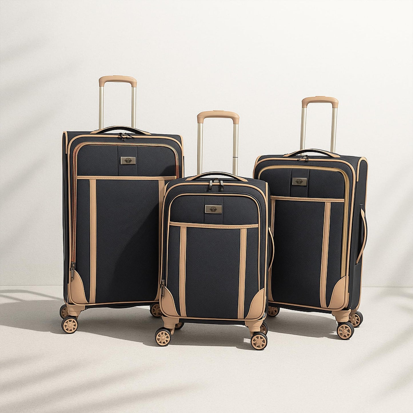Dockers Seahorse Softside Expandable 8-Wheel Spinner Travel Checked Luggage, 3-Piece Set, Black