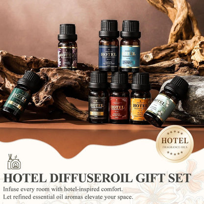 Hotel Diffuser Oil Gift Set - Inspired by 5-Star Hotel Fragrance Oil Set - My Way, White Tea,Baccarat,Four Seasons,Dubai,Beachfront Villa,Paris Coast