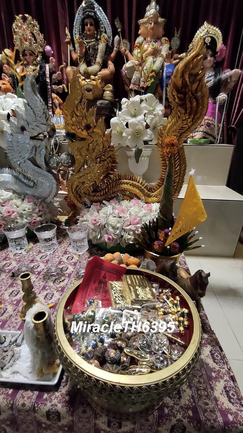 Thai Magic Amulet Wessuwan Giant God Statue Pendant, Waterproof Talisman Cloth for Protection from Evil Spirits and
