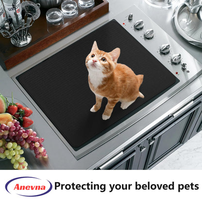 Stove Top Cover for Electric Stove- Range Covers for Electric Stove,Silicone XXL Dish Drying Mat, Glass Cooktop Covers, Flat RV Range top Mats (Black, 28"x20")