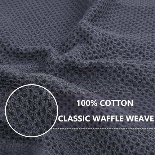 Homaxy Kitchen Dish Towels - Ultra Soft 100% Cotton Waffle Weave | Quick Drying, 13 x 28 Inches, 8-Pack, Dark Grey