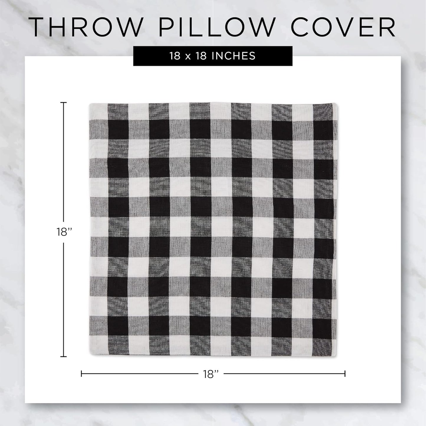 DII Decorative Square Throw Pillow Cover Collection, Cotton, Machine Washable, 18x18, Gray Assorted, 4 Piece