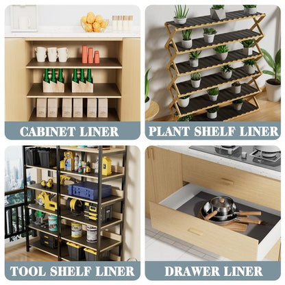 FLPMIX Thick Pantry Shelf Liner 16 inch Wide: Standard Size (16 by 360 Inch) Wire Shelf Liner - Waterproof, Heavy Duty, Easy to Cut, Plastic Kitchen Drawer Liner, Transparent Grey