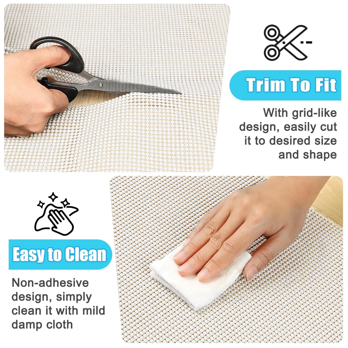 Songrey Non-Adhesive Drawer and Shelf Liner, Non Slip Cabinet Liners, Protect Kitchen Cupboard, Bathroom Drawers, Breathable, Thick Strong Grip mat (12IN x 20FT, Cream)