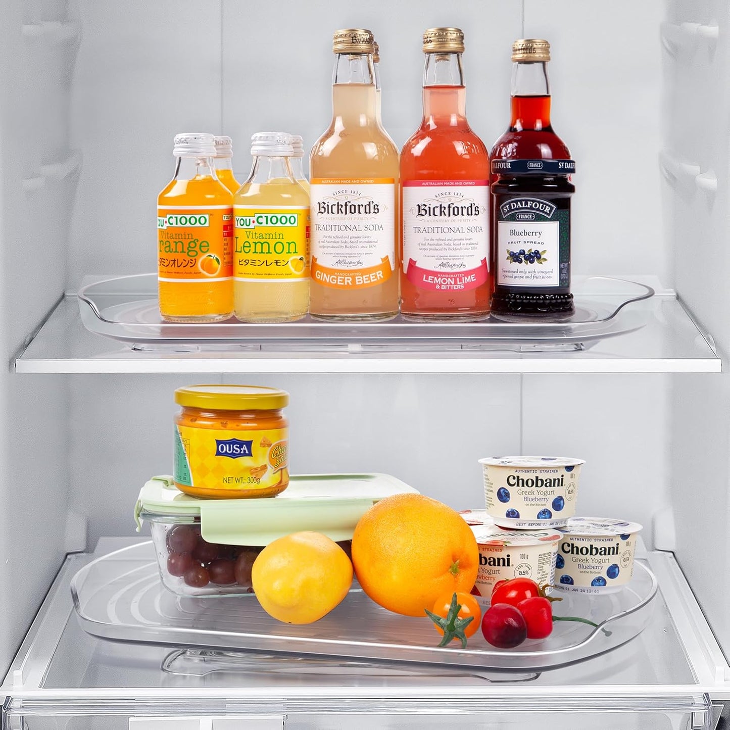Square Lazy Susan Organizer for Refrigerator, 360° Rotate Rectangle Turntable Storage for Fridge and Pantry