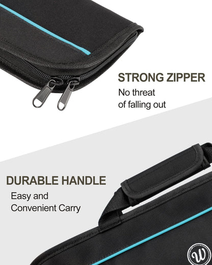 Wessleco Knife Roll, 5-Pocket Chef’s Knife Roll Bag, Knife Bag, Chef Knife Case Nylon Portable Chef Carrying Travel Bag Pouch, Blue(Knives not Included)