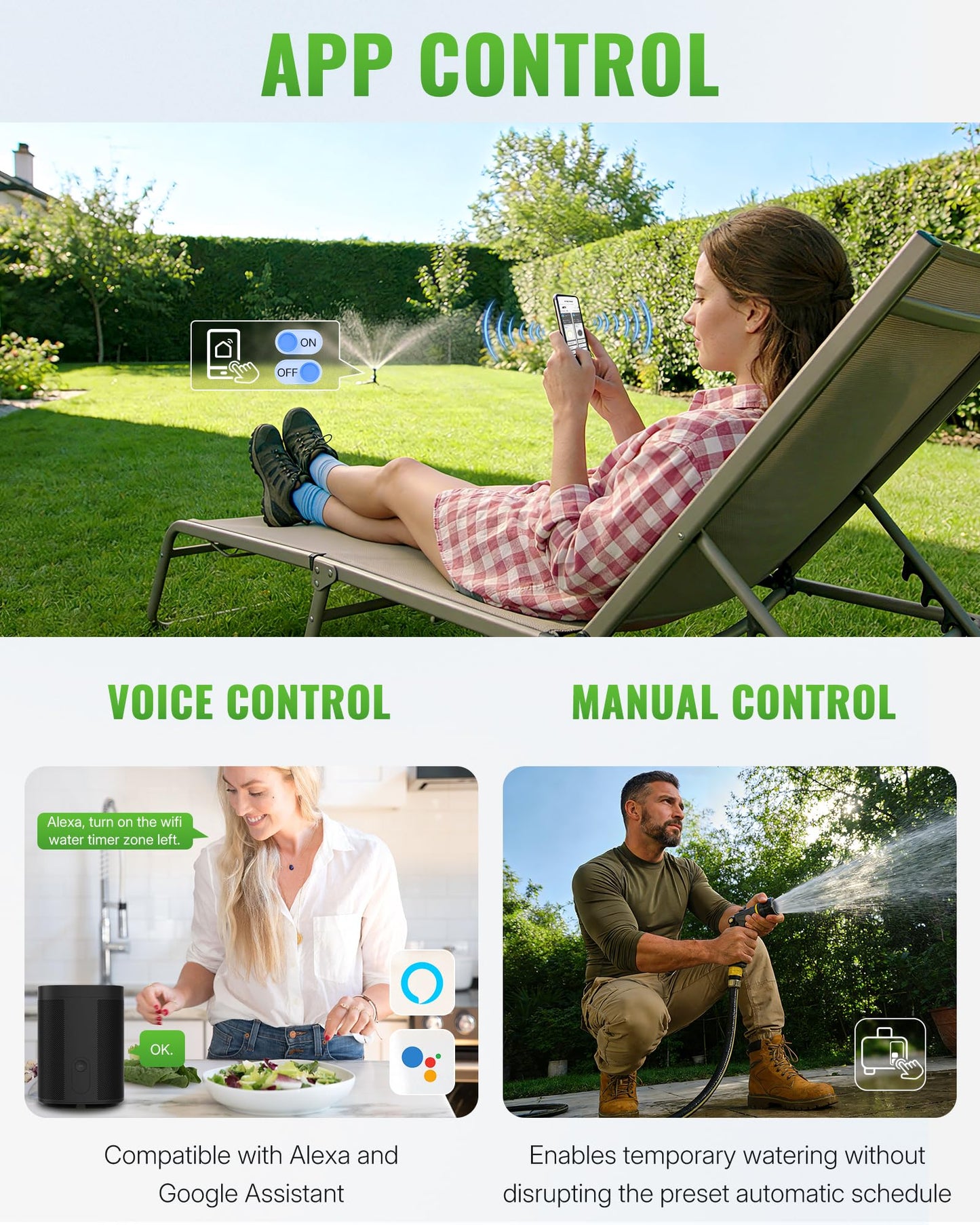 WILAWELS WiFi Water Timer for Garden Hose, Sprinkler Timer 1 Zone, Smart Hose Water with WiFi Irrigation Controller,Voice Control RF433 Automatic Irrigation System/Rain Delay/Manual Watering D31WT06