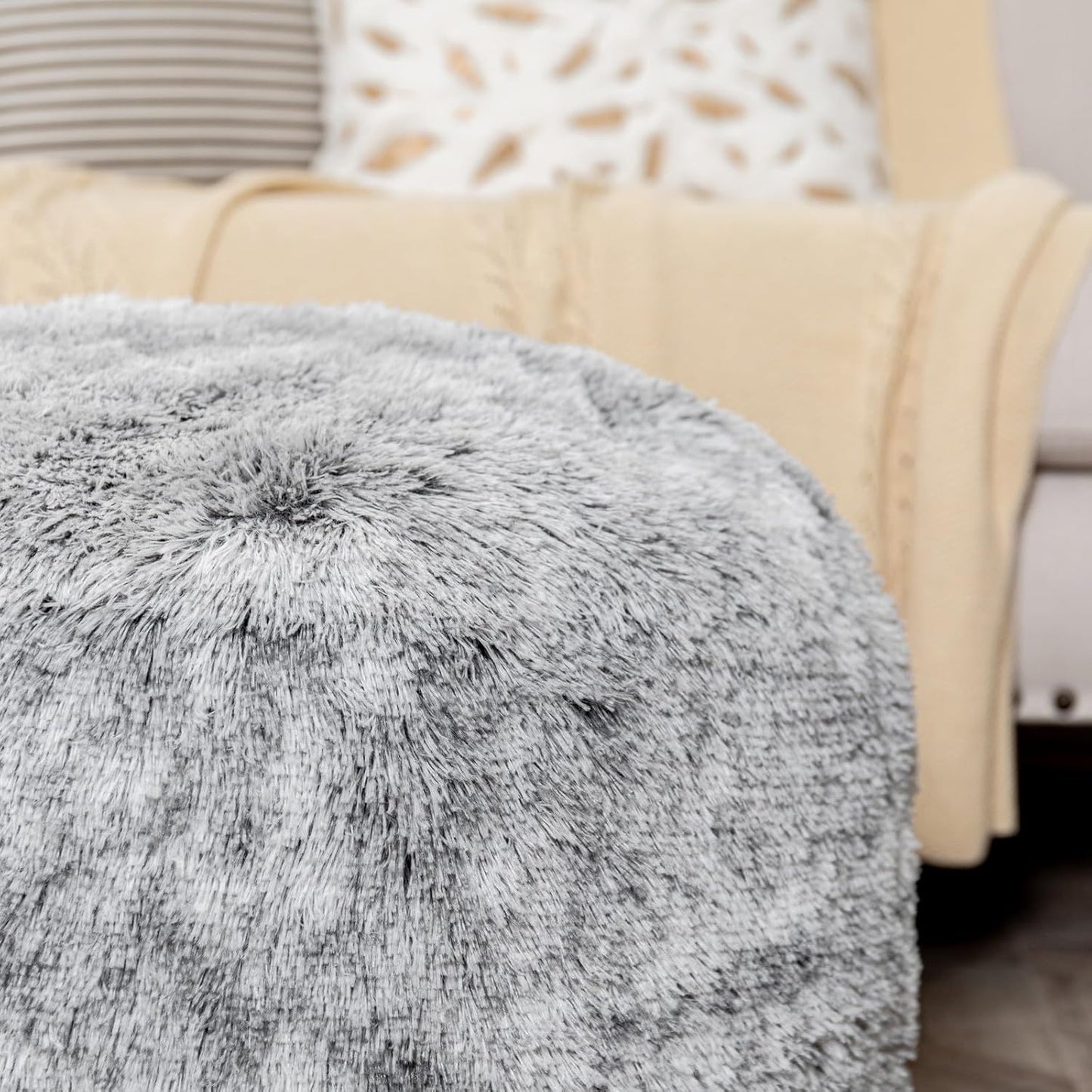 20x20x12 Inches Asuprui Grey Ottoman Foot Rest NO Filler Pouf Ottoman Unstuffed Round Pouf Seat Bean Bag Chair Foldable