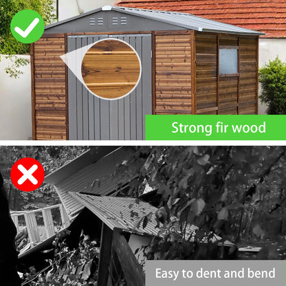 Endark 8x8FT Waterproof & Rust-Resistant Outdoor Storage Shed with Window, Lockable Sliding Doors & Metal Sloped Roof - Ideal for Garden, Backyard, and Patio
