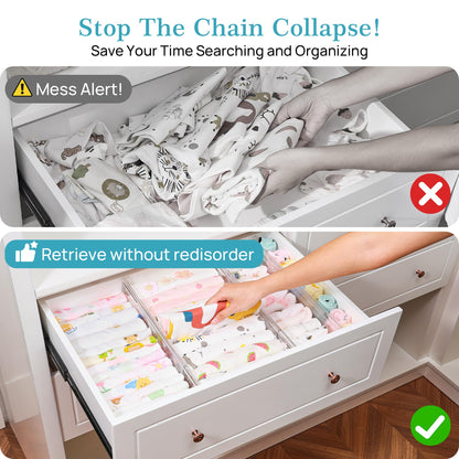 Vtopmart 8 Pack 4" Regular Upgrade Drawer Dividers for Clothes, 12.8"-22.3" Expandable Dresser Drawer Organizer, Clear Plastic Separators for Dresser, Baby Clothing, Underwear, Cosmetic, Toiletries