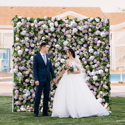 Artificial Luxury‌ Flower Wall Panels, Gorgeous 3D Silk Floral Backdrop for Wedding, Baby Show, Party and Home Decor, Quick Assembly/Storage, Both Eco ＆ Pet Friendly, 4ft*8ft