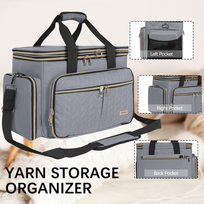 Large Knitting Bag Yarn Storage Organizer,Portable Crochet Tote Bag,Yarn Bags for Crocheting On The Go for Knitting Needles, Crochet Hooks, Knitting Accessories, Unfinished Project