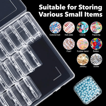 DILIBRA Bead Organizer Box, 62 Pcs Small Bead Organizers and Storage Plastic Cases, Mini Clear Diamond Painting Storage Containers Boxes with Hinged Lid for Jewelry, Bracelet, Seed, DIY Crafts