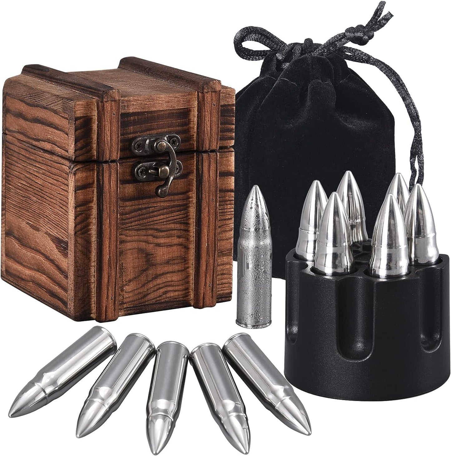 EooCoo Mens Gifts, Whiskey Stones Gift Set with 6 Pcs Stones and Box, Reusable Ice Cubes for Drinks, Cool Gadgets Bourbon Mens Gifts for Dad, Husband, Whiskey Lover