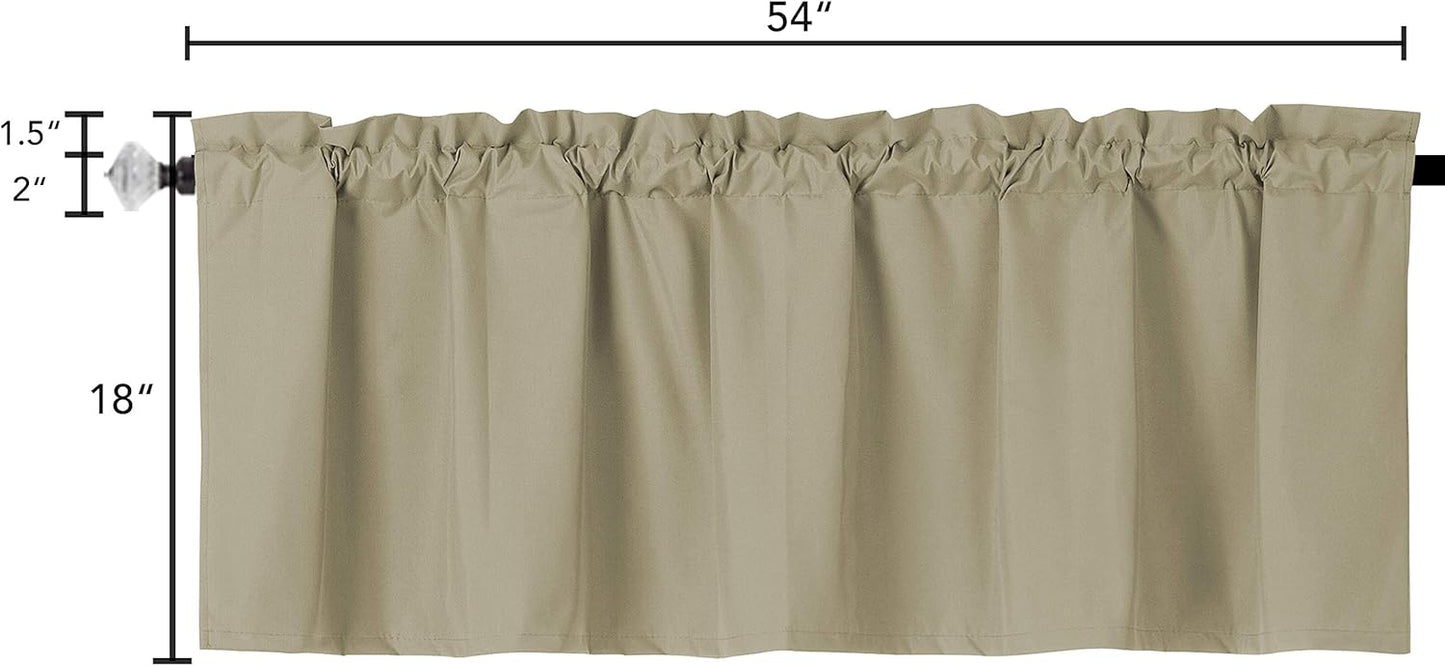 Window Valance Curtain for Kitchen, Bathroom, Living Room, Blackout Treatment, 54 x 18 Inches, 1 Panel