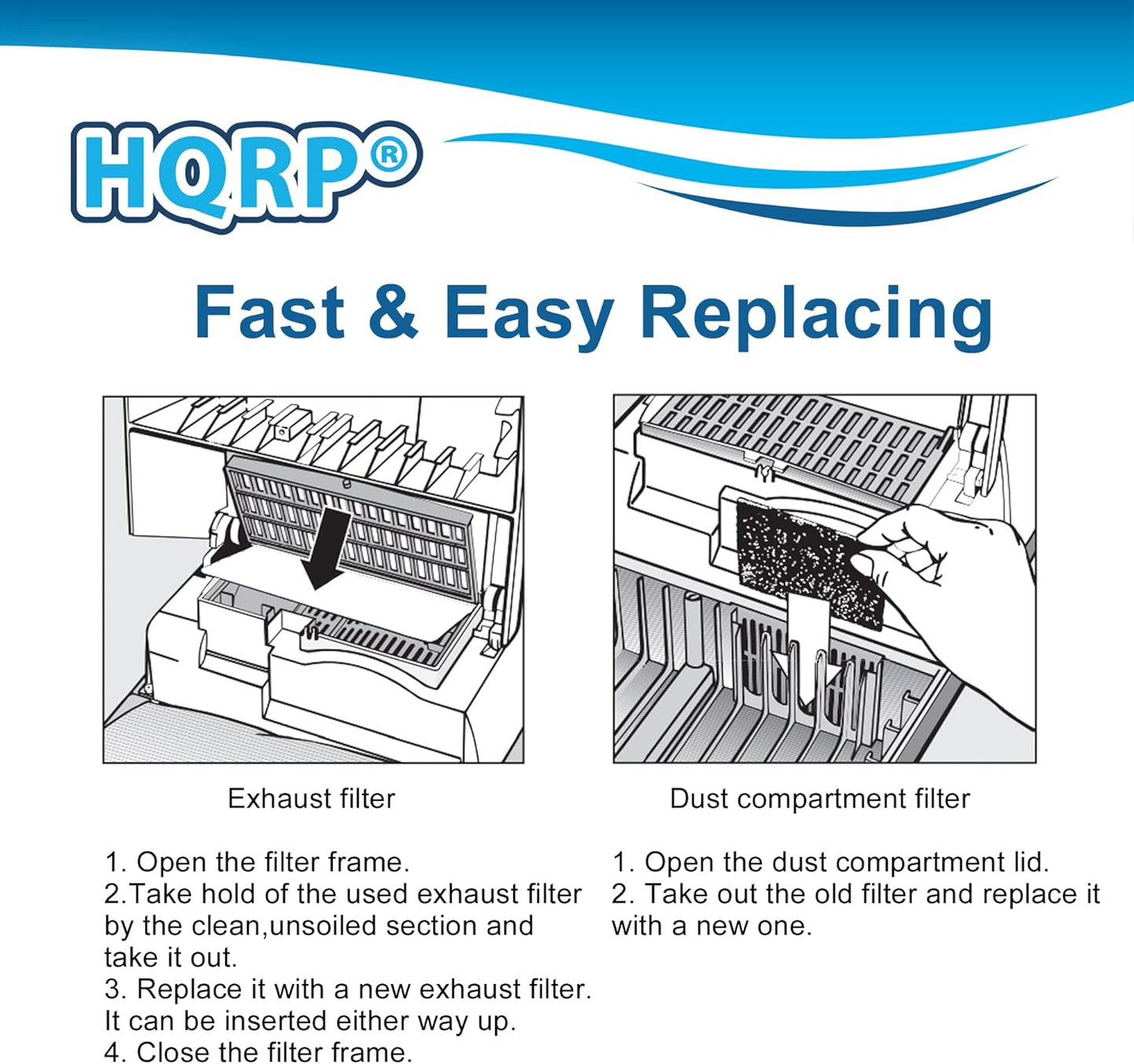 HQRP 3-Pack Filter Kit for Miele S200 Series Canister Vacuum Cleaners, Dust Compartment + Exhaust Filters
