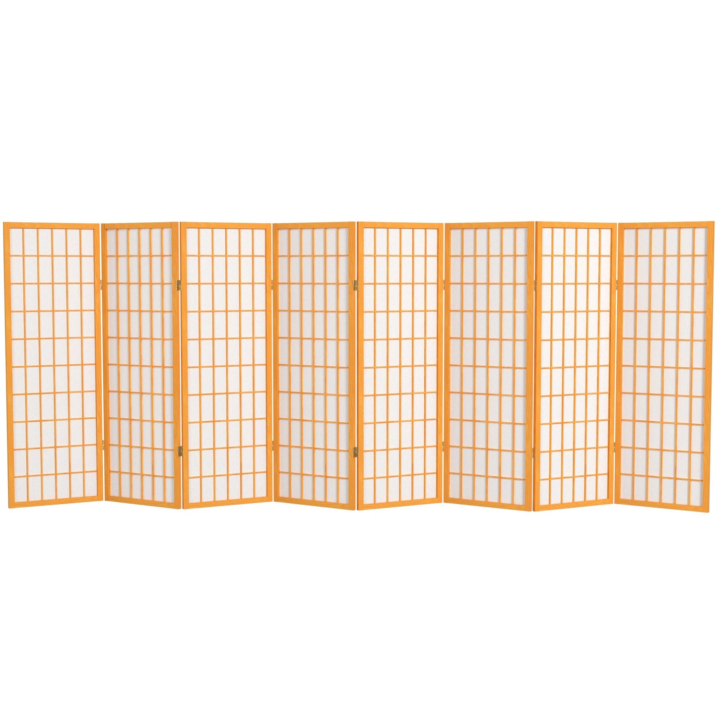 4 ft. Short Window Pane Shoji Screen - Honey - 8 Panels