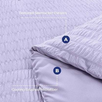HYMOKEGE Twin XL Comforter Set - Light Purple Seersucker 5-Piece Luxury Bedding Set