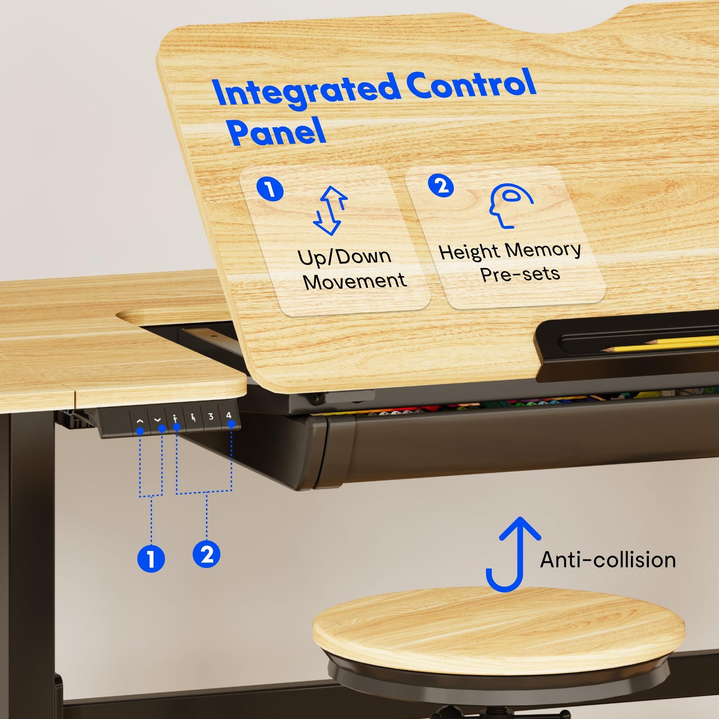 FLEXISPOT Electric Drafting Table Adjustable Height 47.2"x23.6" Standing Drawing Desk Extendable Top Craft Workstation w/Tilting Tabletop, Storage Drawer for Study, Office, Studio, Art, Adult & Kid
