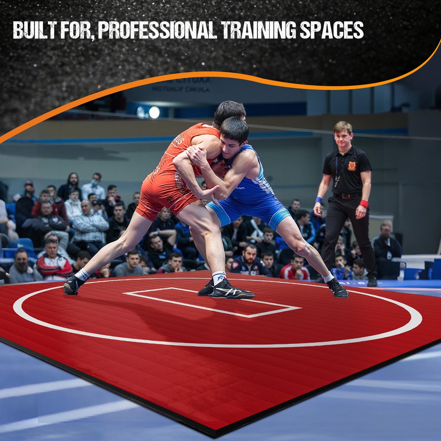 GianToucan Wrestling Mat for Home, ８’x ８’x 1.25” Grappling Mat for Wrestling, MMA, BJJ, Jiu Jitsu, Judo, Gym, Roll-Up Wrestling Practice Mat for Kids & Adults，Easy to Clean Indoor/Outdoor, Red