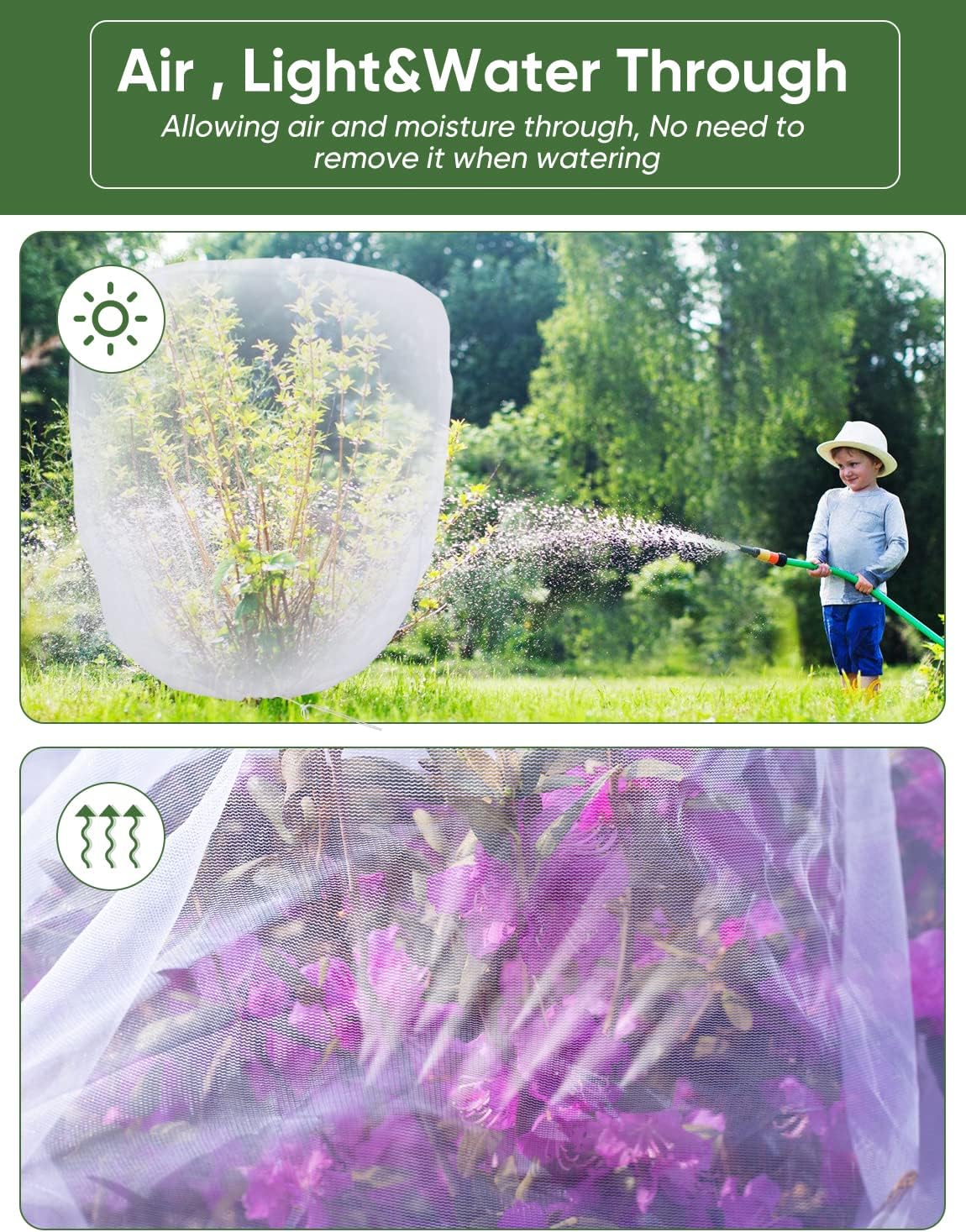 4 Pack (5Ft 4Ft+3.2FT 2.7FT/4PACK) Bird Netting for Garden Protection - Garden Netting Pest Barrier