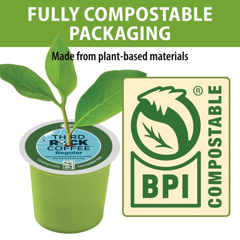Third Rock Dark Roast Compostable Coffee Pods – 80 Count – 100% Rainforest Alliance Certified Coffee