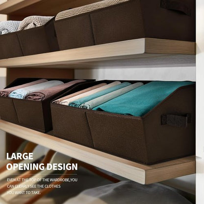 Homsorout Trapezoid Closet Storage Bins - Large Fabric Organizing Baskets for Home | 6 Pack, Brown