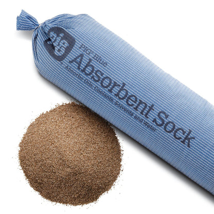 PIG Blue Absorbent Sock Heavy Sock Forms Barrier & Prevents Spills from Spreading 8-Gal Absorbency 5" x 10' 4 Socks PIG217