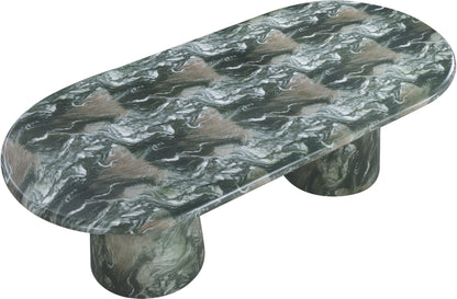 Meridian Furniture 708Green-T Cosenza Collection Art Deco 96" Indoor/Outdoor Concrete Dining Table with Green Marble Finish, 96" W x 44.5" D x 30" H