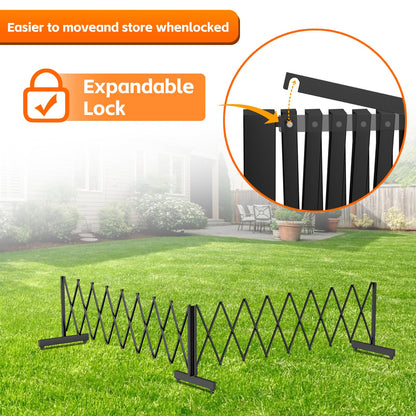 16 FT Industrial Metal Expandable Barricade，Retractable Traffic Fence with Casters, Folding Security Gate，Portable Barricade Gate for Construction Area, Traffic Control, Cordon(Black