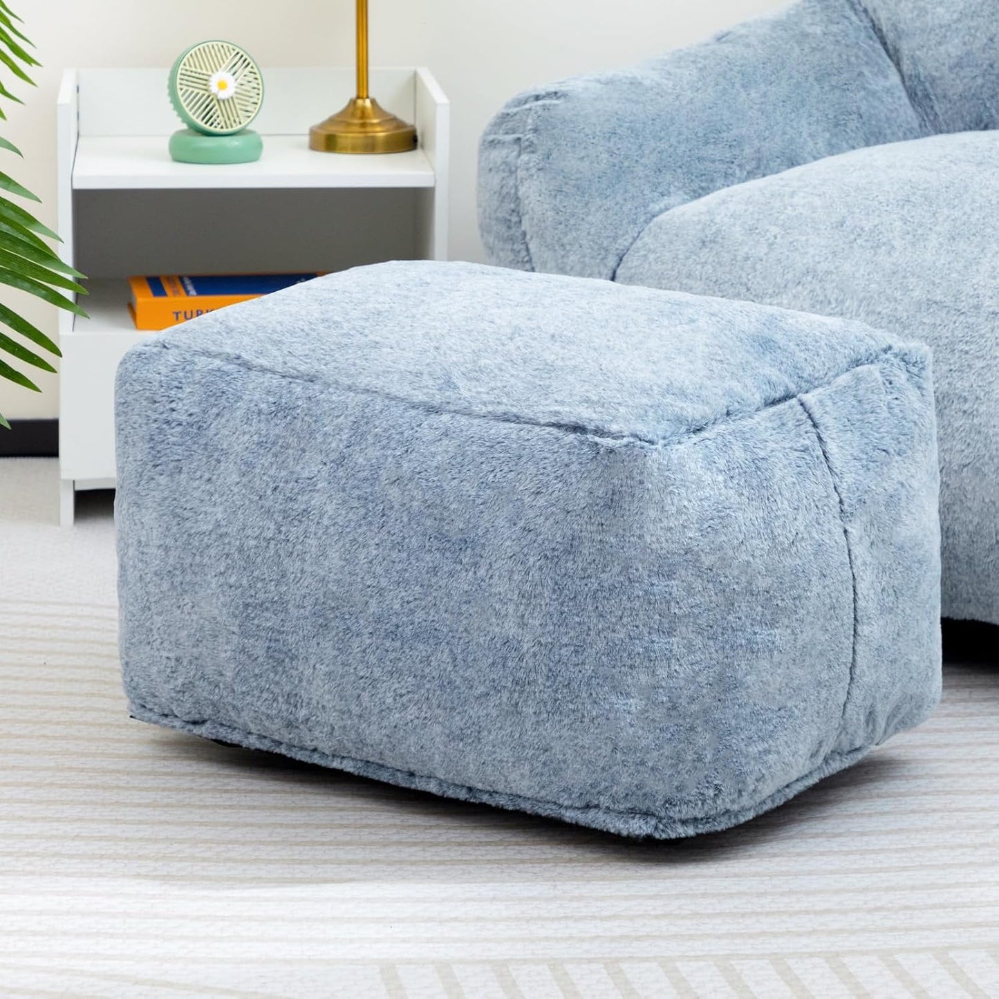 15"(H) 6.6LB HollyHOME Bean Bag Ottoman Pouf, Memory Foam Filled Footstool for Sofa, Accent Stuffed Footrest Stool