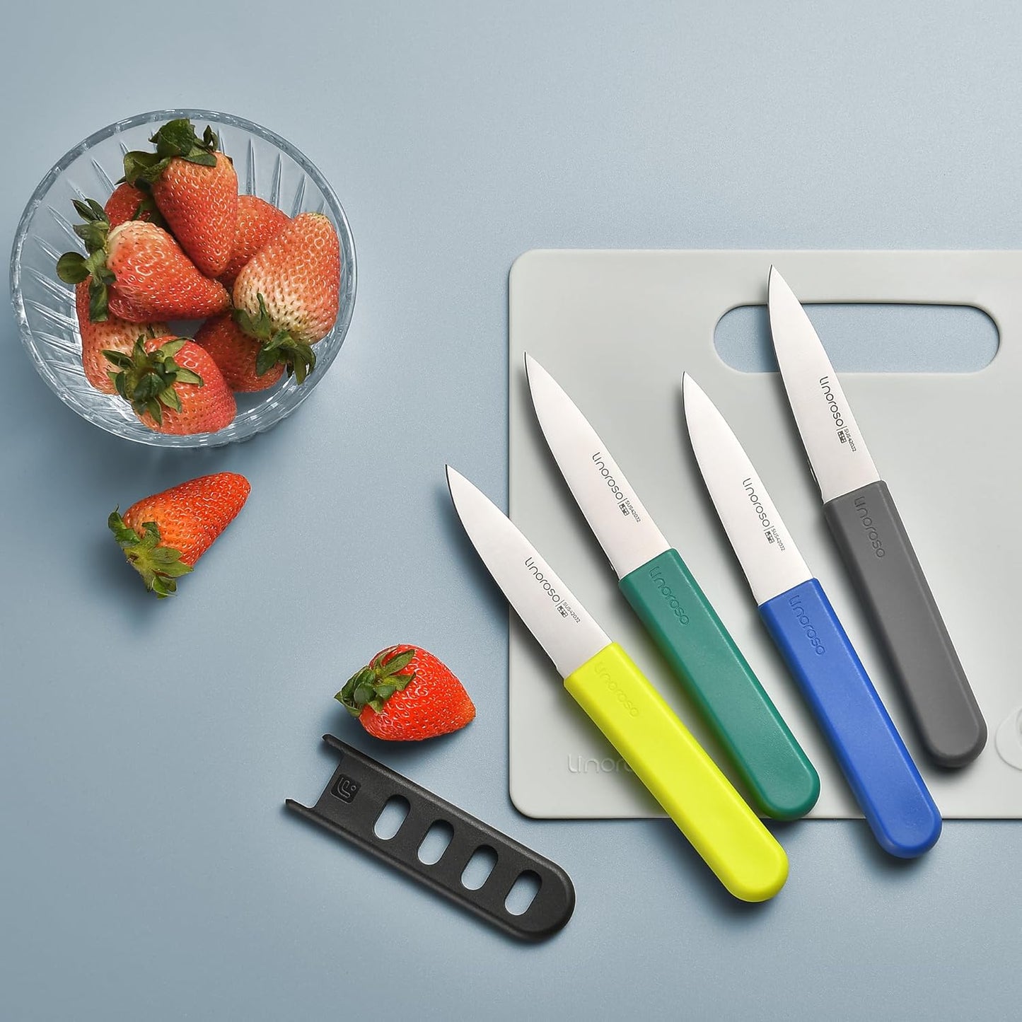 linoroso Paring Knife Set - 4 Piece 3.5" Premium Stainless Steel Kitchen Knives with Covers