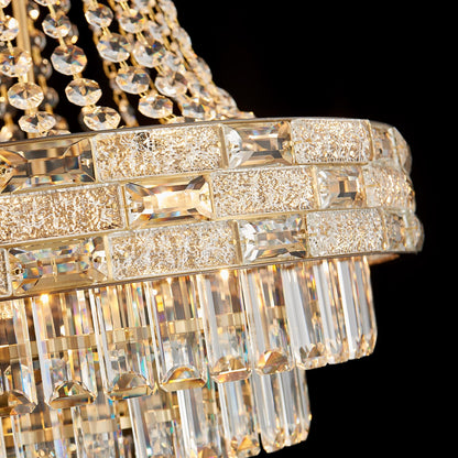 SHAOCHIAO 12-Light Gold Crystal Chandeliers,Empire Chandelier Light Fixture Modern High Ceiling Hanging Chandelier for Entryway,Foyer,Staircase,Hallway,Living Room(H36 x D23.2)