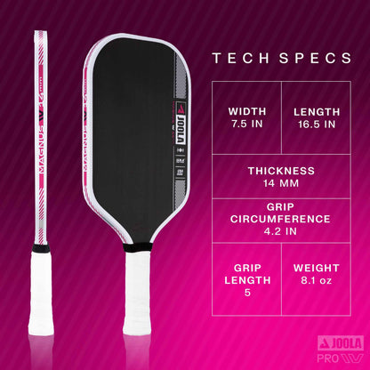 JOOLA Tyson McGuffin Magnus Pro IV 14mm Pickleball Paddle - Elongated Shape for Power & Reach - Propulsion Core Increases Spin & Control - UPA-A Certified - NFC Chip Enabled.