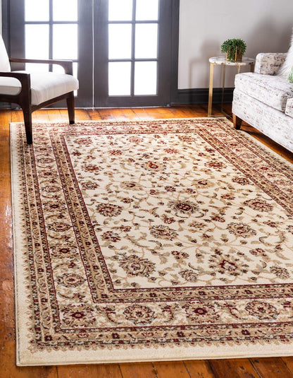 Unique Loom Voyage Collection Traditional Oriental Classic Intricate Design Area Rug (8' 0 x 10' 0 Rectangular, Ivory/Gold)