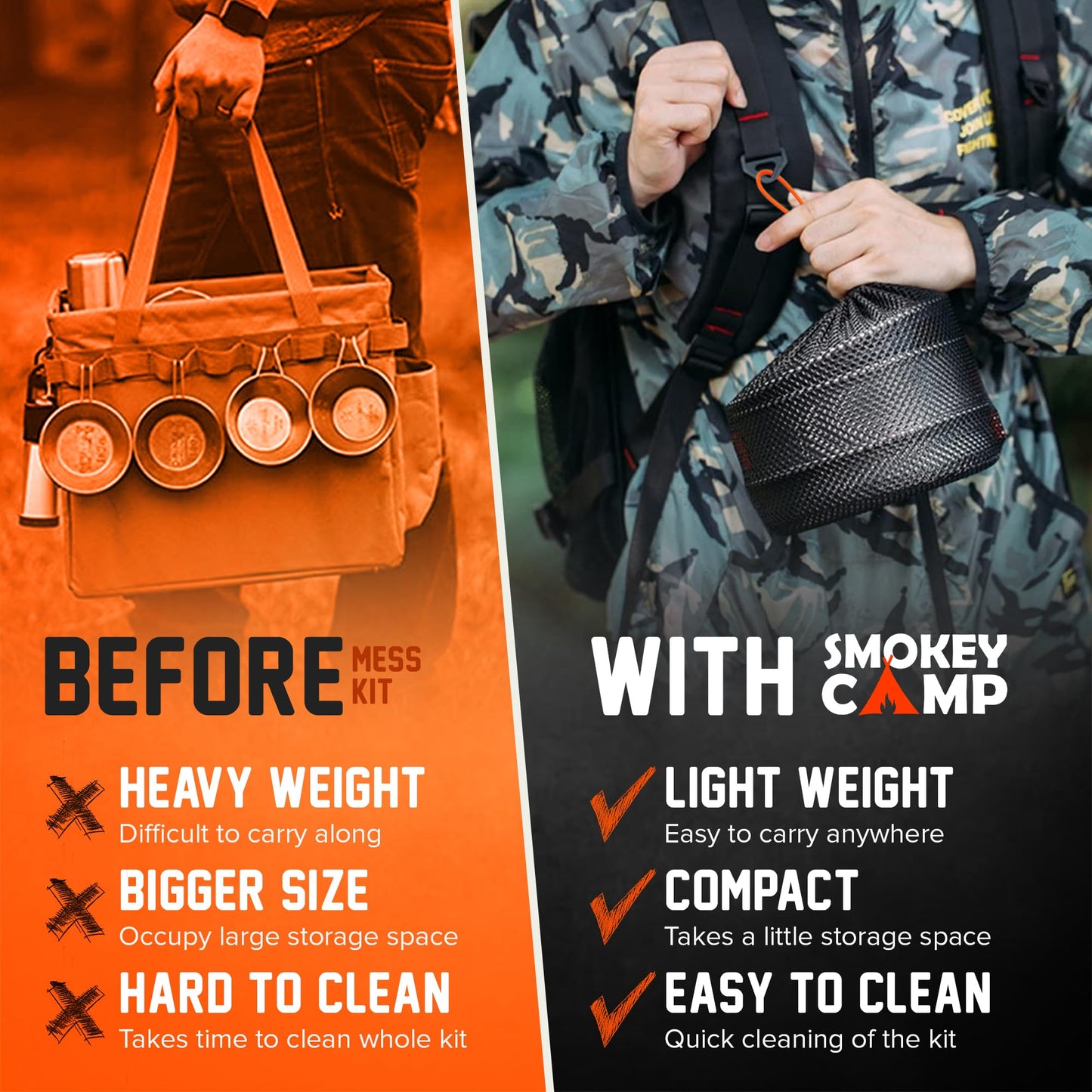 18 Pcs Smokey Camp Backpacking Cooking Set with Stove & Adapter - Pot, Pan, Kettle, Stove, Cutlery, Compact Camping Cookware Mess Kit, All in One Non-Stick Camping Cooking Set, Hiking, Picnic